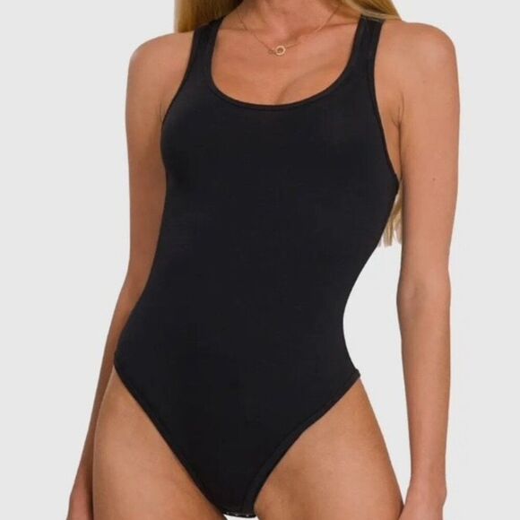 Racerback Cotton Bodysuit w/Adjustable Closure - Picture 1 of 2